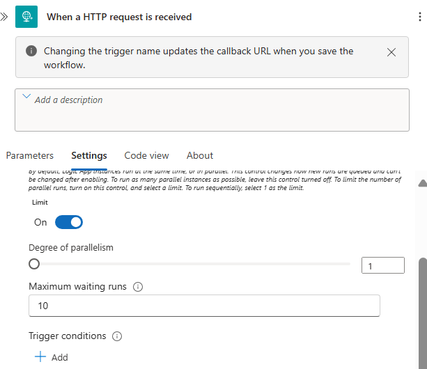 Trigger concurrency screenshot